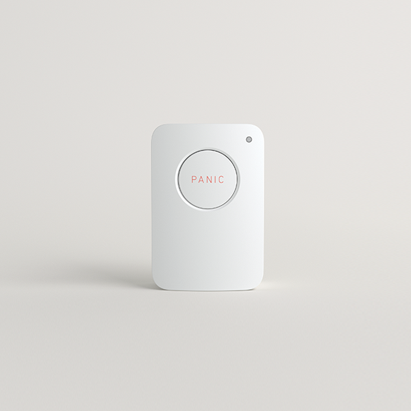 Image of a panic button on a solid white background
